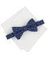 Фото #1 товара Men's Powell Vine Bow Tie & Solid Pocket Square Set, Created for Macy's