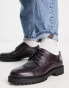 Walk London Sean chunky lace up shoes in burgundy leather