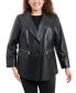Women's Plus Size Zip-Pocket Leather Blazer Coat