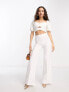 Фото #7 товара Vesper Petite puff sleeve crop top co-ord in white