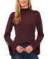 Women's Imitation Pearl Trim Split Sleeve Mock Neck Sweater