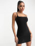 Fashionkilla sculpted square neck cami bodycon mini dress with low back in black