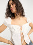 Фото #1 товара Glamorous milkmaid split hem top in off white