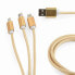 Фото #2 товара Gembird CC-USB2-AM31-1M-G - 1 m - USB A - USB C/Micro-USB B/Lightning - USB 2.0 - Gold - White