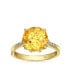 Фото #2 товара Classic 3CT Oval Solitaire Natural Zircon Synthetic Yellow Citrine Ring For Women Gold Plated Silver