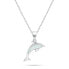 Фото #1 товара Beautiful Dolphin Silver Necklace with Opal NCL166W