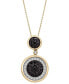 ფოტო #1 პროდუქტის Black Diamond (1/2 ct. t.w.) & White Diamond (1/4 ct. t.w.) Double Circle Pendant Necklace in 14k Gold, 16" + 4" extender, Created for Macy's
