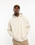 Bershka boxy tonal print hoodie in ecru