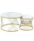 Фото #1 товара Golden framed marble nesting coffee tables, set of 2
