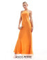 Фото #1 товара ASOS DESIGN Petite satin halter maxi dress with shaped back detail in orange