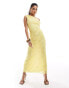 Фото #1 товара ASOS DESIGN lace asymmetric twist shoulder midi dress in lemon yellow