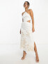 Фото #1 товара ASOS EDITION satin halter floral embroidered midi dress with cut out back in ivory