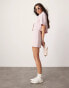 ASOS DESIGN tailored mini skirt with linen in pink co-ord