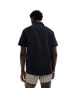 Hollister short sleeve seersucker shirt in black