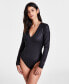 Фото #1 товара Women's Coated V-Neck Bodysuit, Created for Macy's