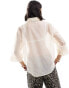 JDY sheer 3/4 length sleeve shirt in cream