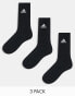 adidas Training 3 pack crew socks in black