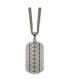 Chisel brushed with Black CZ Dog Tag on a Curb Chain Necklace