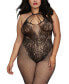 Women's Plus Size Fishnet Body Stocking Lingerie with Knitted Teddy Design