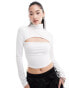 Фото #2 товара Daisy Street long sleeved cut out top in white