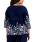 Фото #5 товара Plus Size 100% Linen Embroidered Top, Created for Macy's