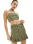 Фото #9 товара Missyempire pleated hem mini skirt co-ord in khaki