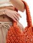 Accessorize knitted tote bag in orange