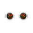 Black silver stud earrings with synthetic opals EA625WBC