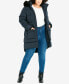 Plus Size Contrast Zip Faux Fur Trim Coat