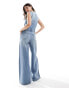 Mango denim waistcoat jumpsuit in light blue