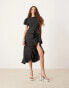 Фото #1 товара Sister Jane asymmetric ruffle midi dress in black