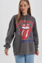 Coool Rolling Stones Oversize Fit Sırt Baskılı Kapüşonlu Kalın Sweatshirt B3006ax23wn