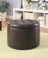 22" Faux Leather Round Shoe Storage Ottoman