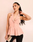 ASOS LUXE two in one tailored cut out blazer and waist coat in blush Оранжевый, 36 - фото #4