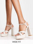 Simmi London Wide Fit Lemonade platform heeled sandals in bone