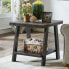 Contemporary Replicated Wood Shelf Coffee Set Table in Charcoal Finish