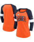 ფოტო #1 პროდუქტის Women's Denver Broncos Heathered Orange/Heathered Navy Football Pride Slub 3/4 Raglan Sleeve T-Shirt