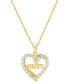 ფოტო #1 პროდუქტის Lab Grown White Sapphire Mom Heart 18" Pendant Necklace (1 ct. t.w.) in 14k Gold-Plated Sterling Silver