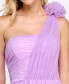 Фото #4 товара Juniors' Rosette One-Shoulder Ruched-Bodice Flyaway Gown, Created for Macy's