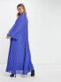 Фото #2 товара ASOS DESIGN dobby pleated midi dress with pleated long sleeves and V detail in purple