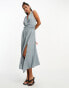 Фото #2 товара ASOS DESIGN sleeveless v-neck dress with d-ring back detail in grey