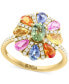 ფოტო #1 პროდუქტის EFFY® Multi-Sapphire (2-3/4 ct. t.w.) & Diamond (1/4 ct. t.w.) Flower Ring in 14k Gold
