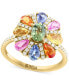 Фото #1 товара EFFY® Multi-Sapphire (2-3/4 ct. t.w.) & Diamond (1/4 ct. t.w.) Flower Ring in 14k Gold