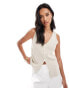 Фото #1 товара ASOS DESIGN knitted longline v waistcoat in stone