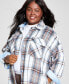 Фото #3 товара Trendy Plus Size Plaid-Print Shacket