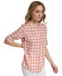 ფოტო #4 პროდუქტის Women's Printed Button-Front Roll-Sleeve Top
