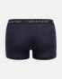 Tommy Hilfiger signature cotton essentials 3 pack trunks in navy with coloured waistband