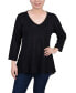 Petite 3/4 Sleeve V-neck Top PL - фото #1