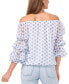 ფოტო #2 პროდუქტის Women's Printed Off-The-Shoulder Bubble-Sleeve Top