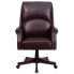 High Back Pillow Back Burgundy Leather Executive Swivel Chair With Arms